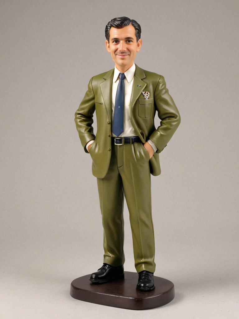 Caricature Figurine of Man in Stylish Green Suit