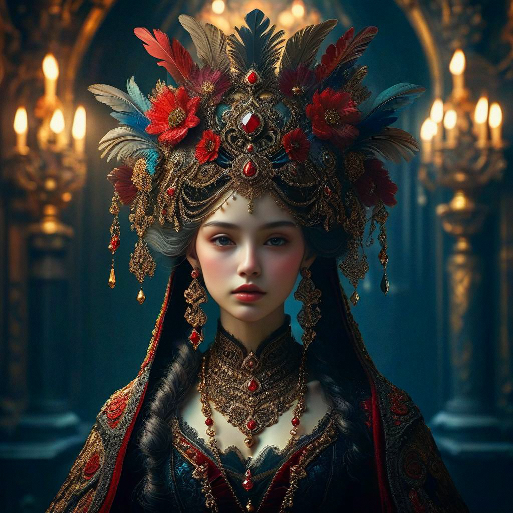 Young Woman in Ornate Headdress and Jewelry Young Woman in Ornate Headdress and Jewelry