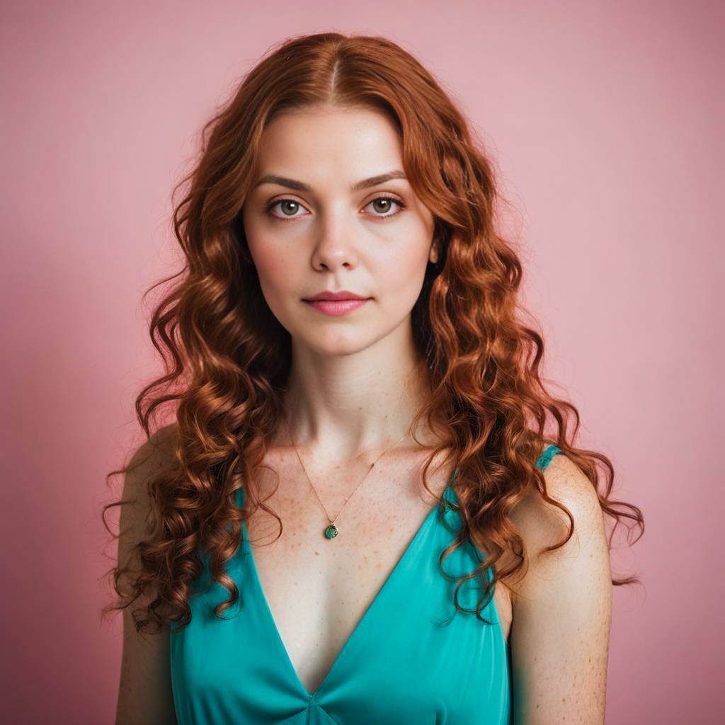 Young Woman with Red Hair in Teal Top Young Woman with Red Hair in Teal Top