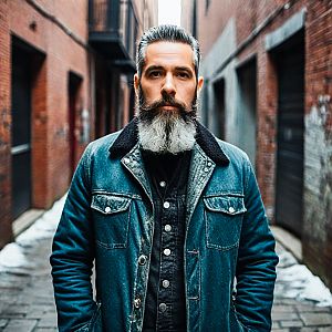 Confident Man in Urban Alley