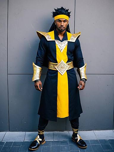 Fantasy Warrior Costume Inspired by Angra Mainyu With Gold and Yellow Armor