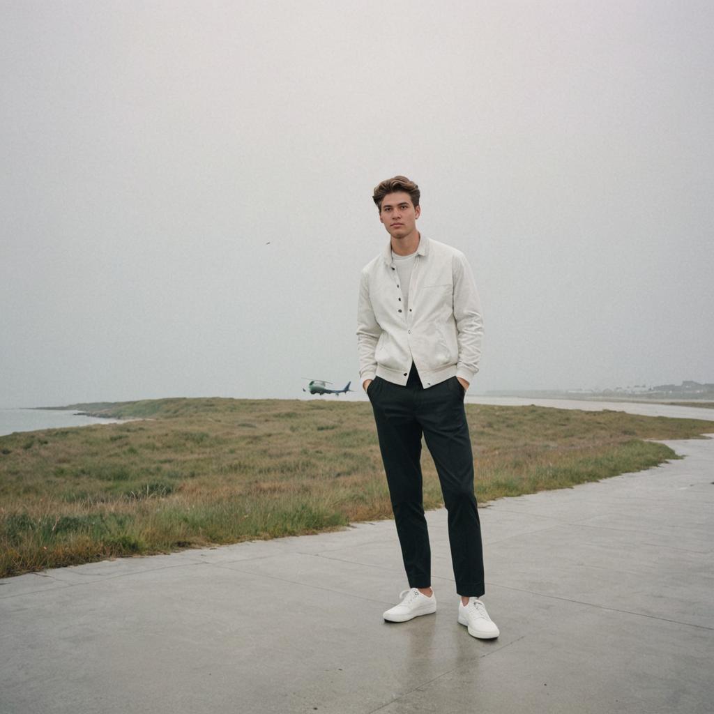 Confident Man in Stylish Casual Attire Outdoors