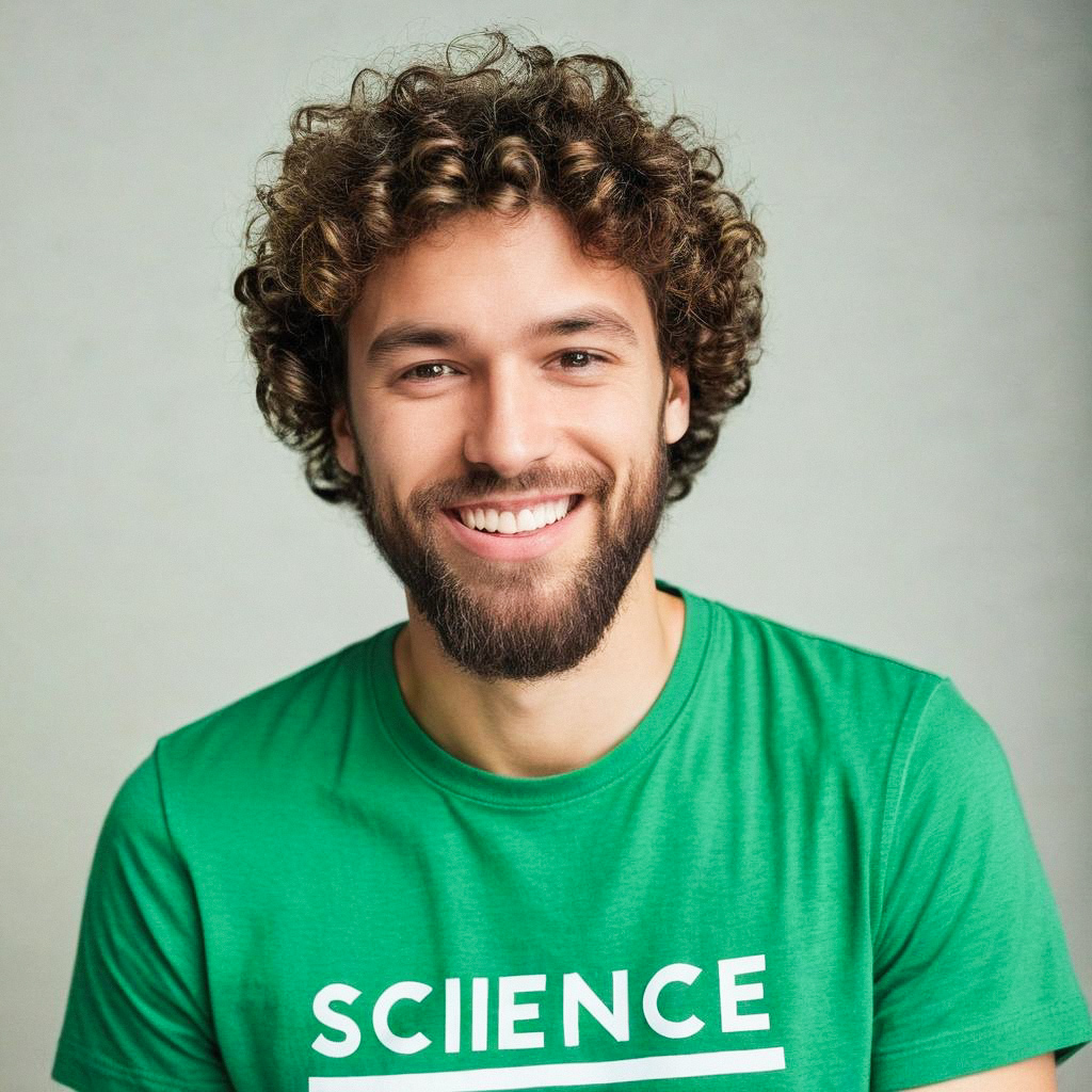 Young Man in Green T-Shirt Smiling Young Man in Green T-Shirt Smiling