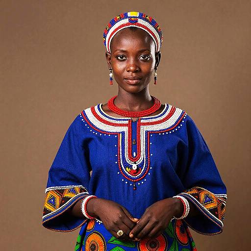 Portrait of Woman in Traditional African Beaded Attire