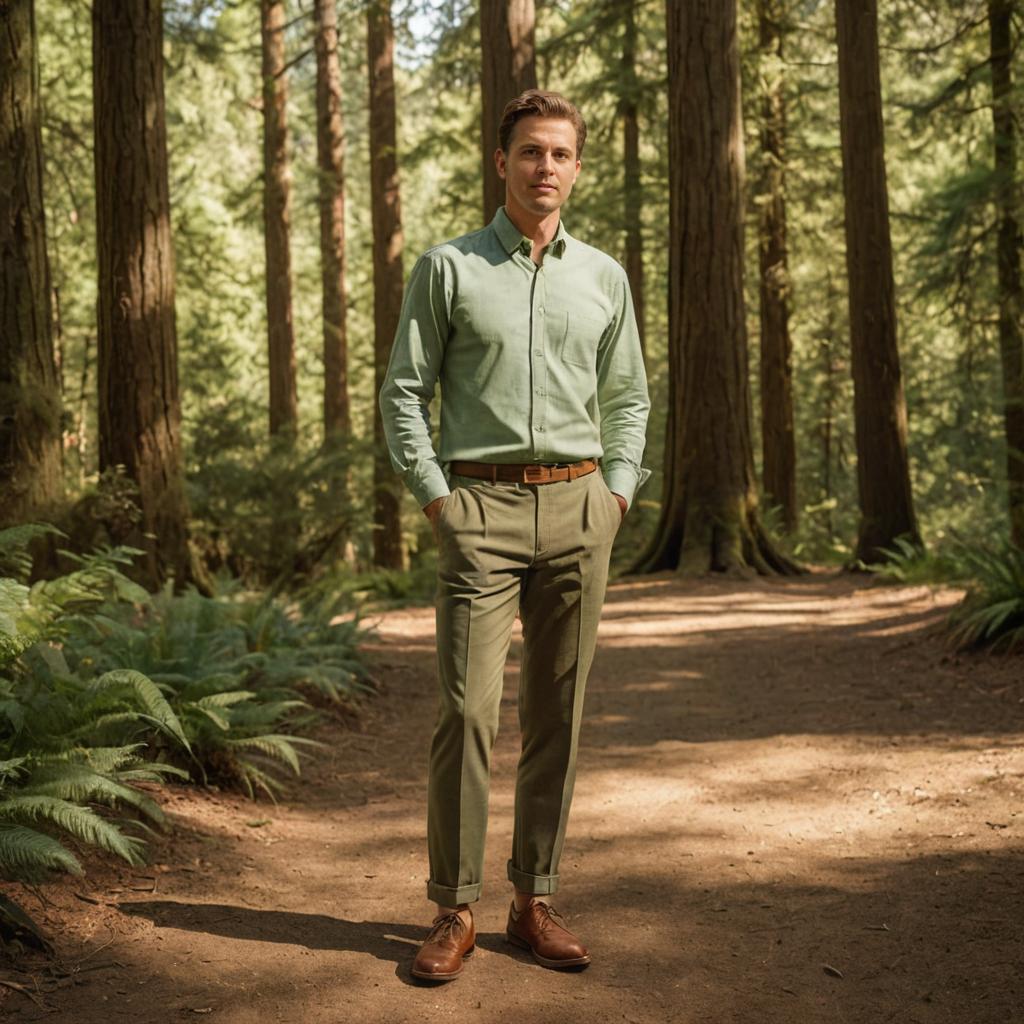 Contemplative Man in Serene Forest