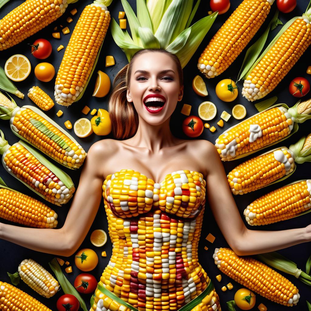 Woman Adorned with Corn - Nature and Artistry