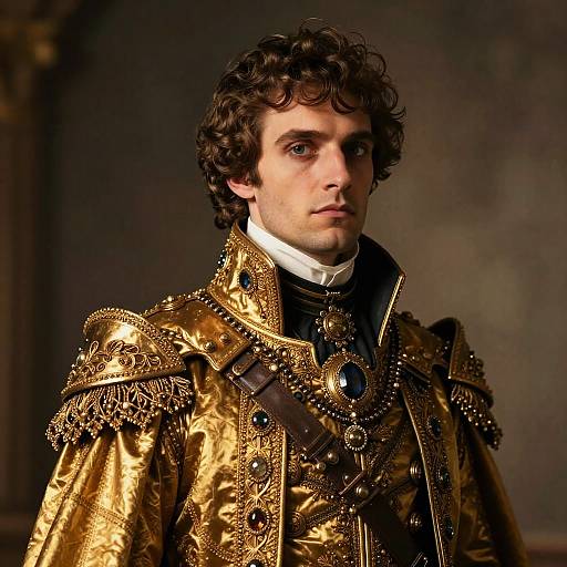 Regal Man in Ornate Golden Renaissance Costume Portrait