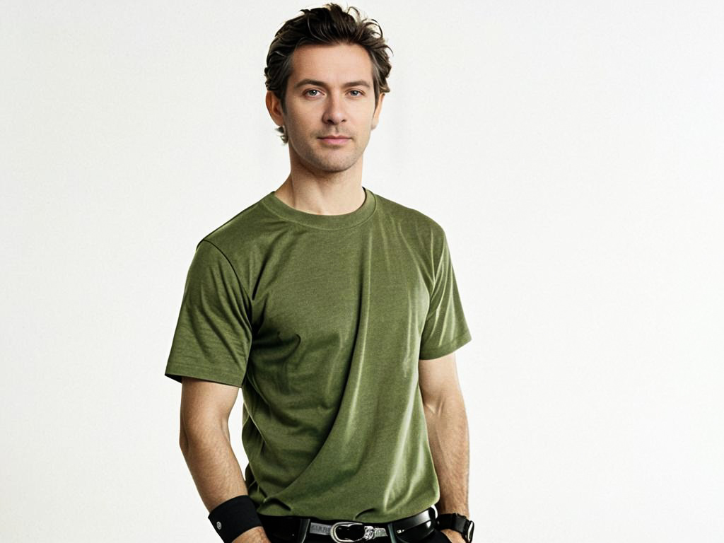 Stylish Man in Green T-Shirt