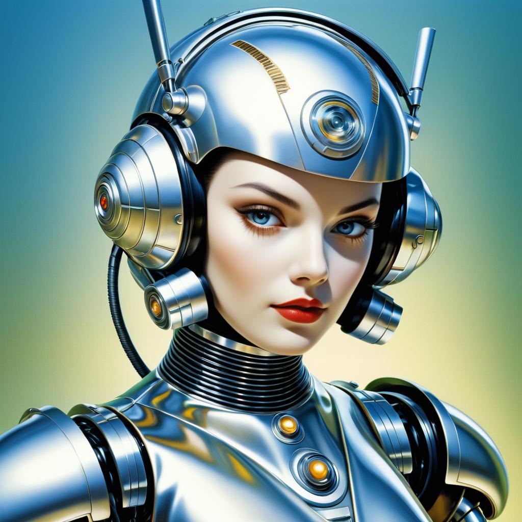 Futuristic Female Robot with Sleek Silver Design