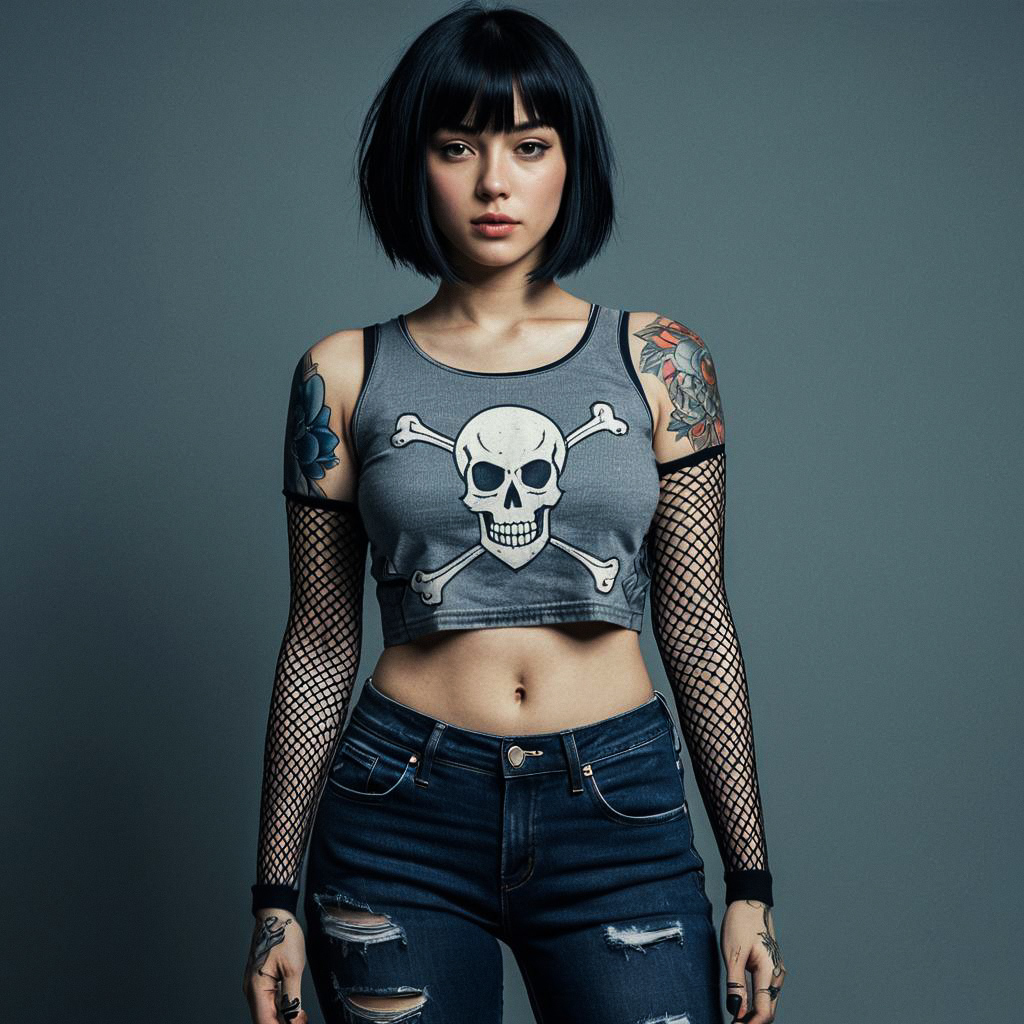 Confident Young Woman in Punk Fashion