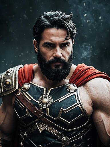 Photorealistic Heroic Cosplay Portrait of Man in Hephaestus Costume