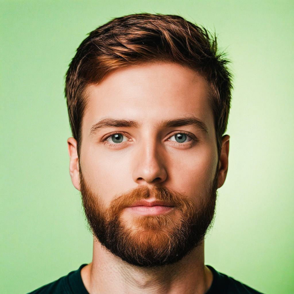 Young Man Portrait with Blue Eyes and Beard