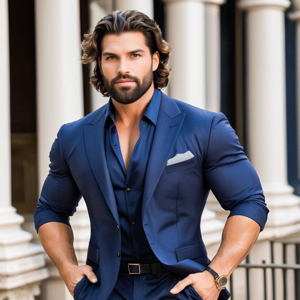 Confident Man in Tailored Navy Suit