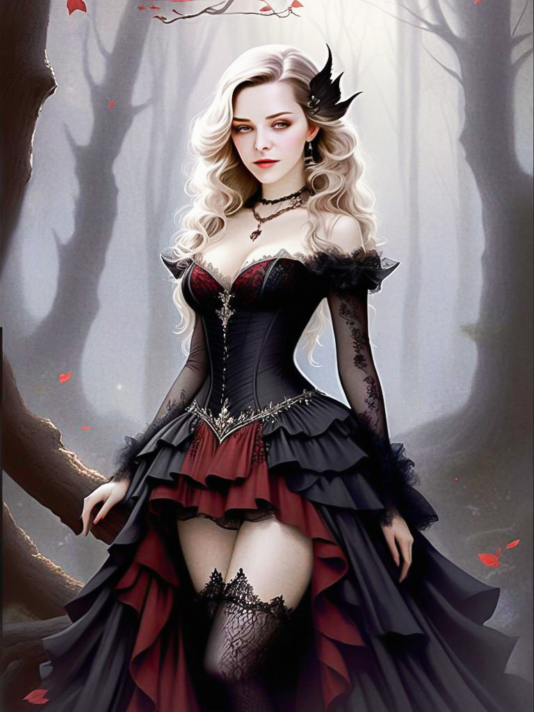 Gothic Woman in Mystical Forest