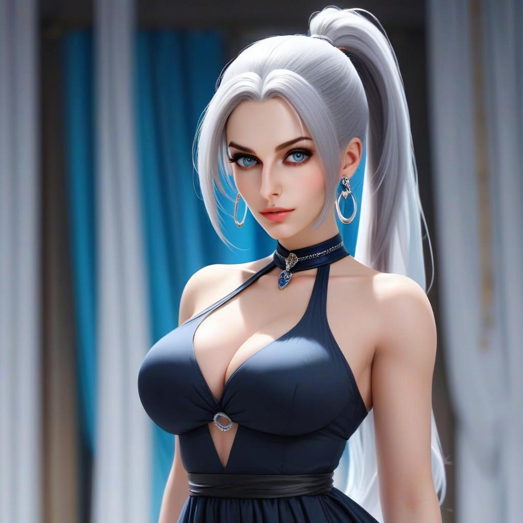 Portrait of a Woman with Silver Hair in Dark Dress Portrait of a Woman with Silver Hair in Dark Dress