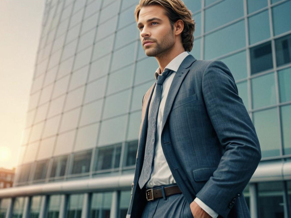 Business casual man in navy suit