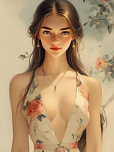 Elegant Woman in Floral Dress