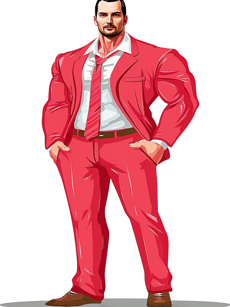 Confident Man in Red Suit Illustration