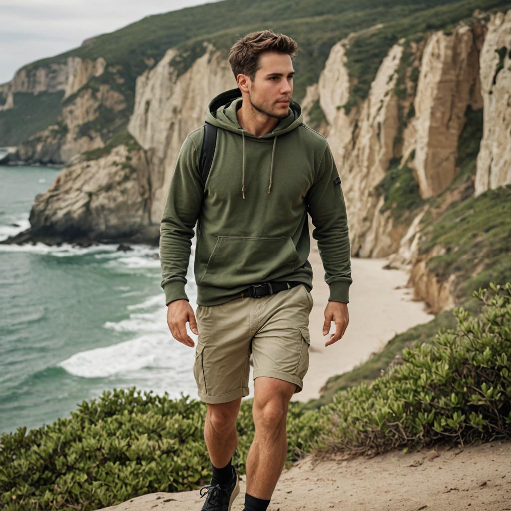 Man Walking on Scenic Coastal Path