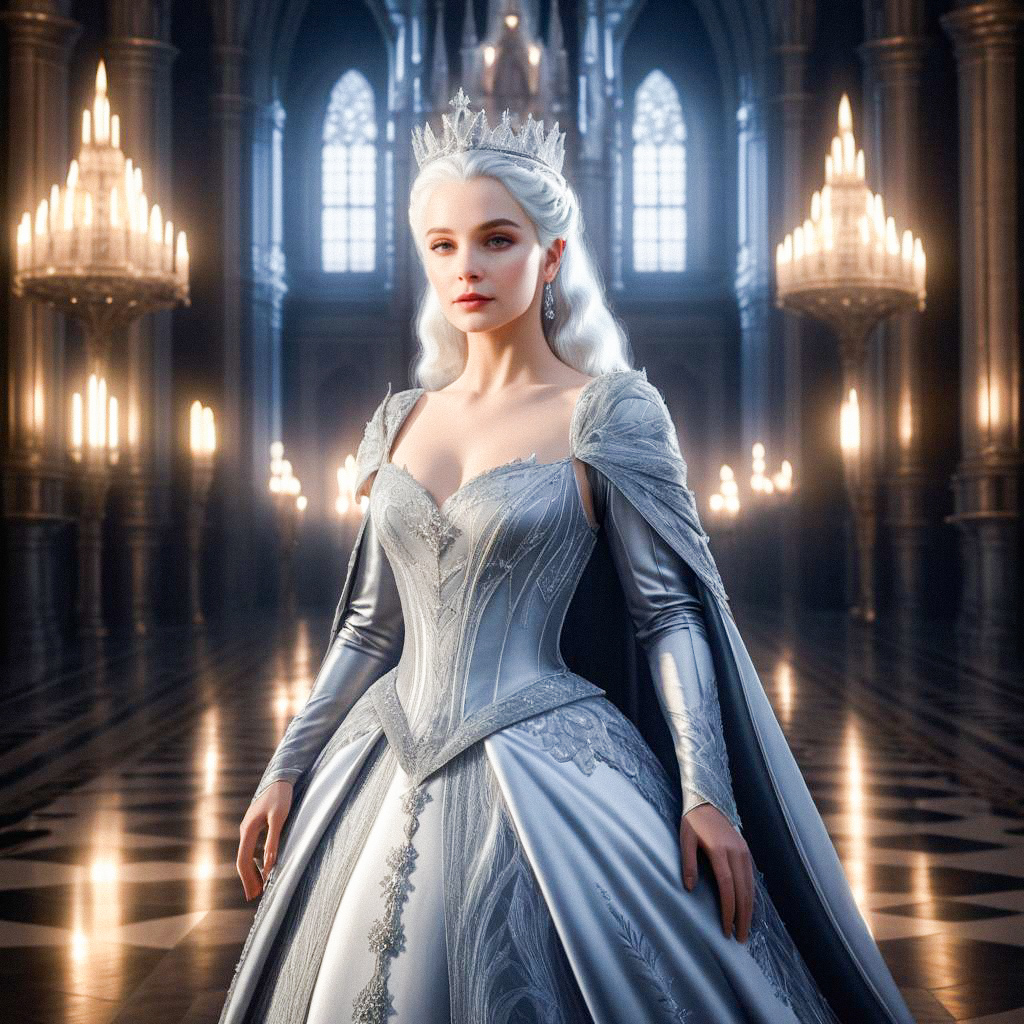 Elegant Woman in Silver Gown - Fantasy Princess