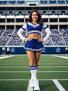 Confident Cheerleader on Football Field