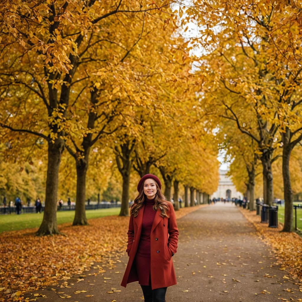 Woman in Autumn Colors Amid Fall Foliage