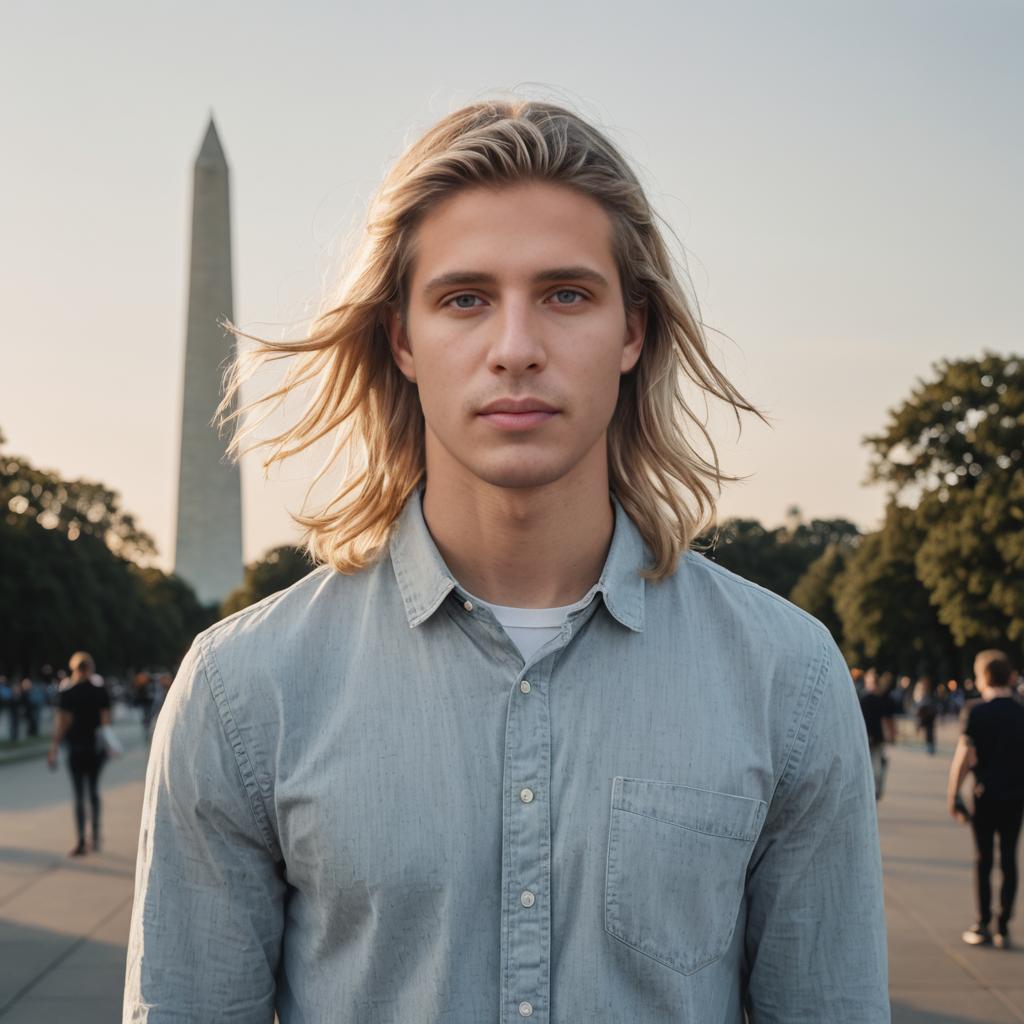 Young Man at Washington Monument