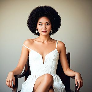 Confident Woman in Elegant White Dress