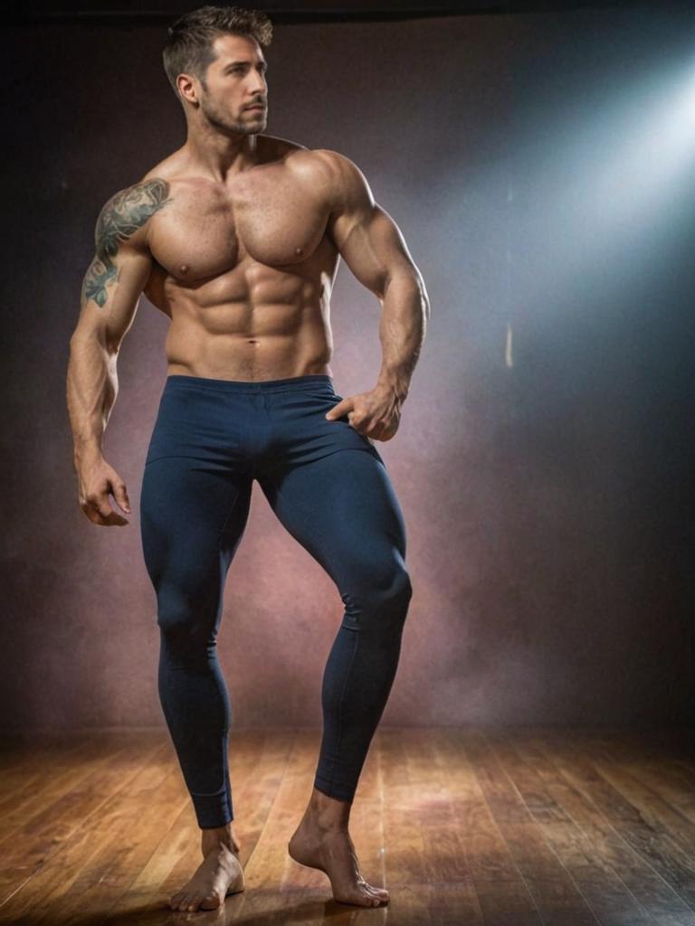 Fit Man Showcasing Muscular Physique with Tattoos