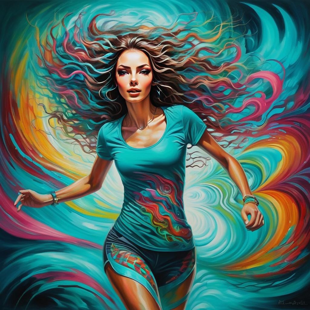 Dynamic Woman in Motion with Vibrant Colors Dynamic Woman in Motion with Vibrant Colors