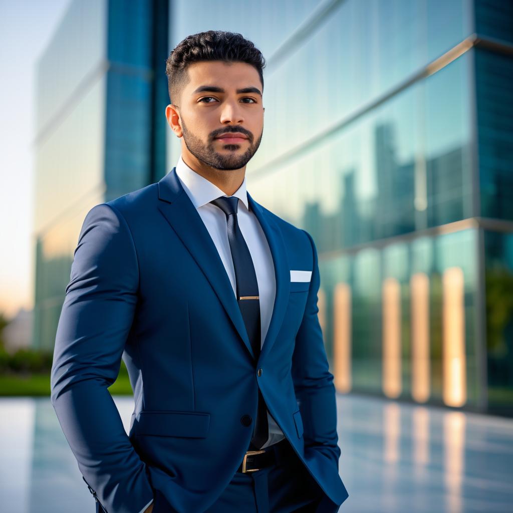 Confident Businessman in Stylish Blue Suit