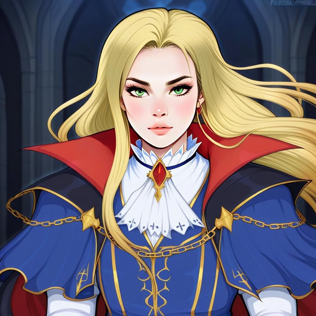 Alucard Castlevania Inspired Blonde Woman Anime Style Illustration