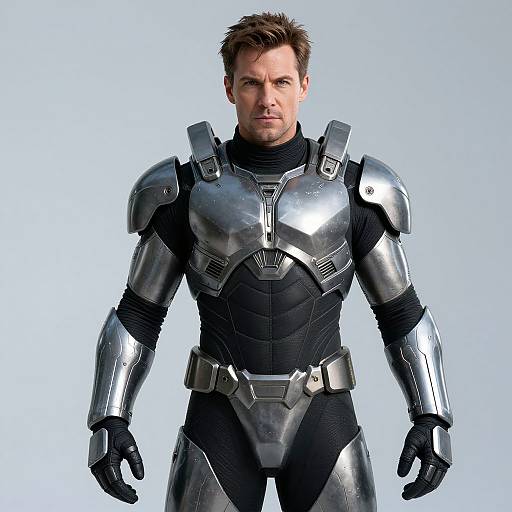 Futuristic Sci-Fi Man Wearing Advanced Metallic Armor Suit