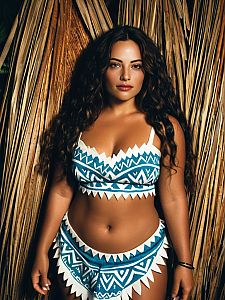 Woman Wearing Slutty Moana Costume with Tribal Patterns