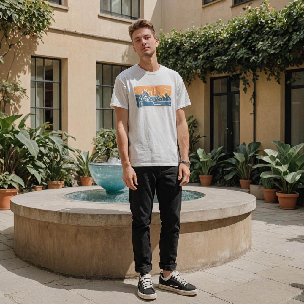 Young Man in Courtyard