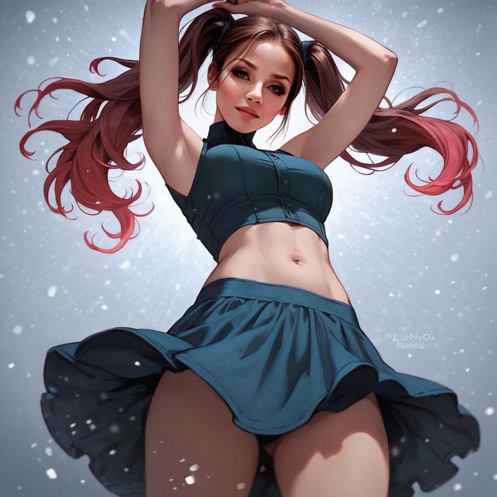 Stylized Digital Artwork of a Young Woman in Winter Stylized Digital Artwork of a Young Woman in Winter