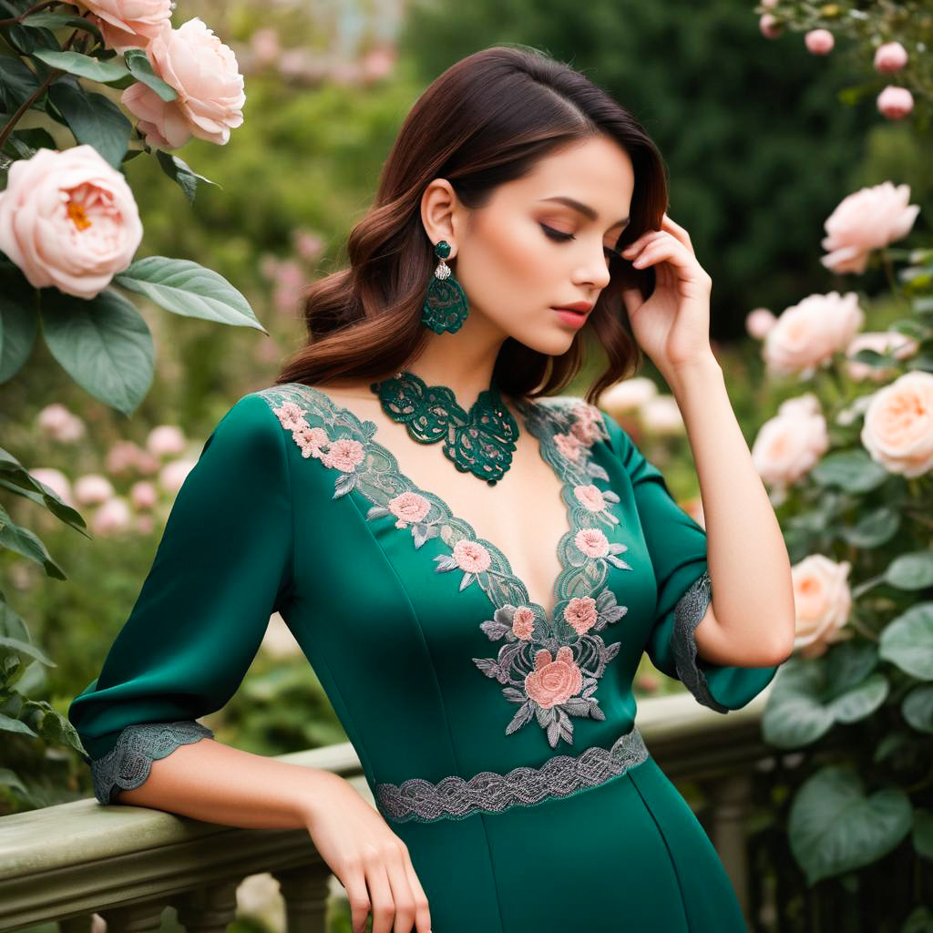 Elegant Woman in Floral Garden