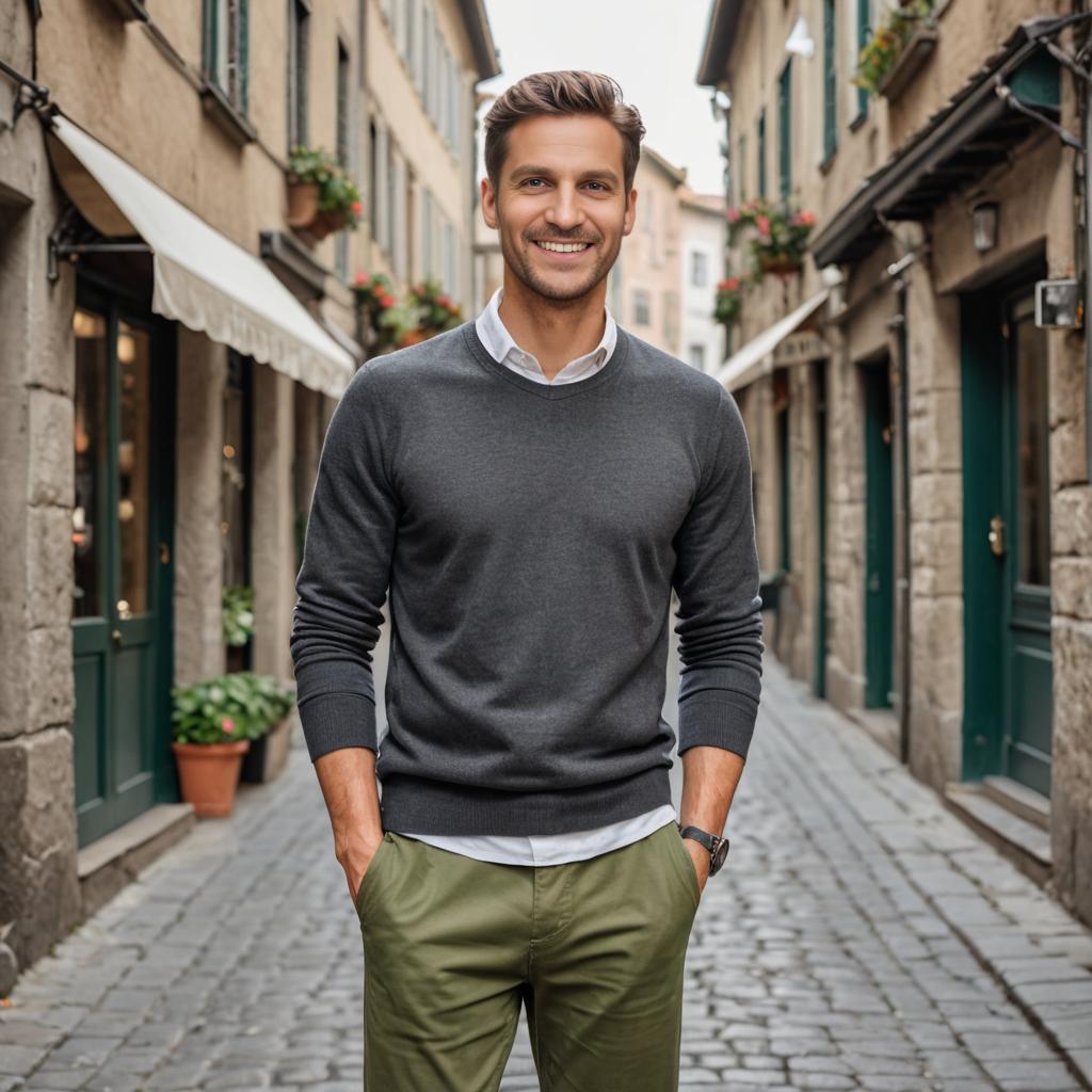 Confident Man Strolling in Elegant Outfit