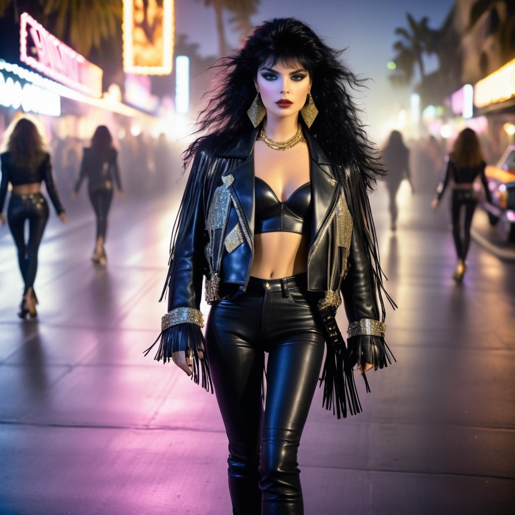 Confident Woman in Neon-Lit Urban Nightlife