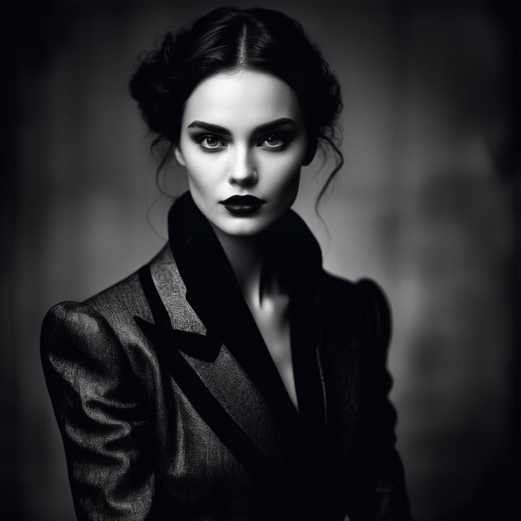 Black and White Portrait of Confident Woman in Blazer Black and White Portrait of Confident Woman in Blazer