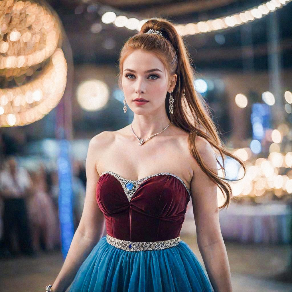 Elegant Woman in Ball Gown at Event Elegant Woman in Ball Gown at Event
