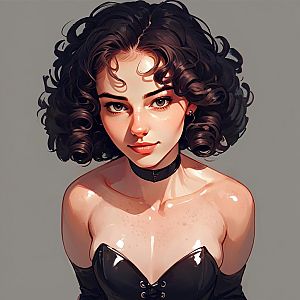 Young Woman in Corset Illustration
