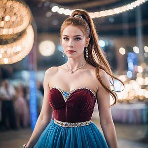 Elegant Woman in Ball Gown at Event