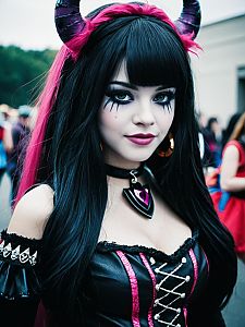 Woman in Monster High Costume Cosplay Festival Portrait
