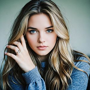 Young Woman with Blonde Hair and Blue Eyes