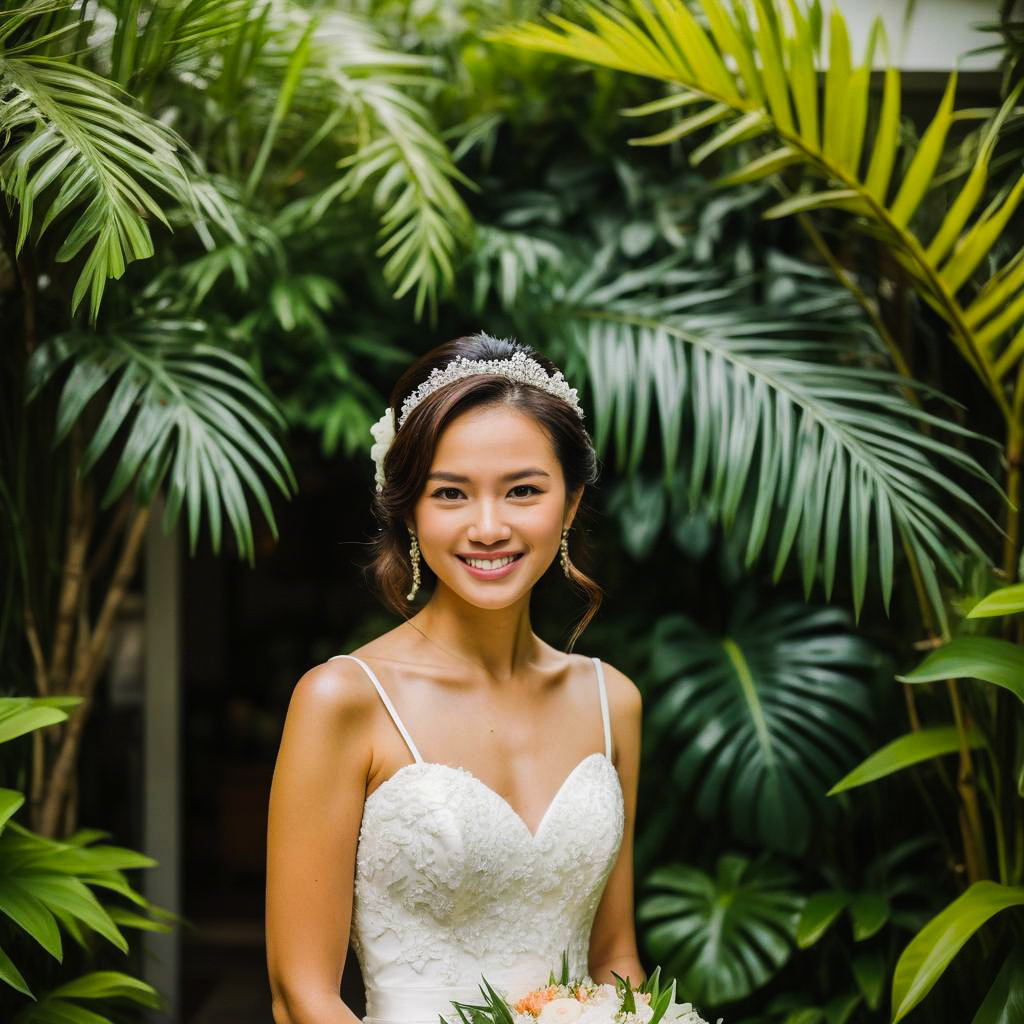 Radiant Bride in Tropical Greenery