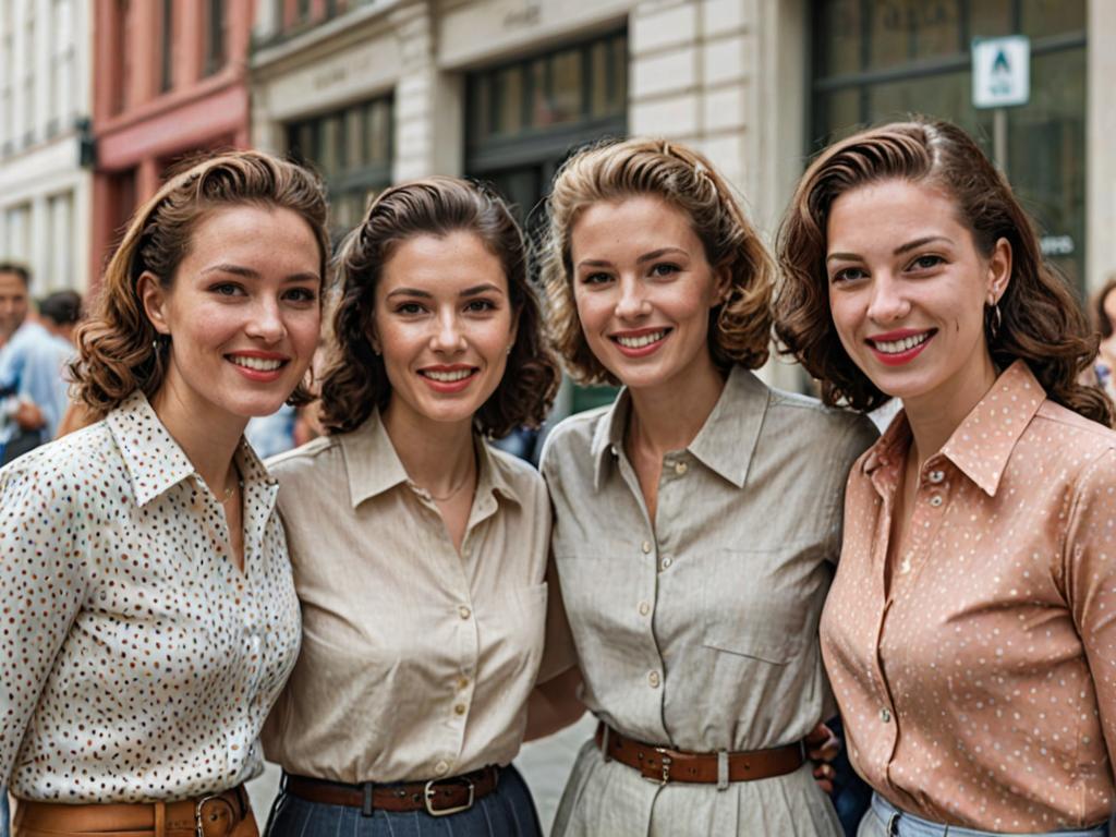 Four Women in Vintage Clothing