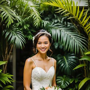 Radiant Bride in Tropical Greenery