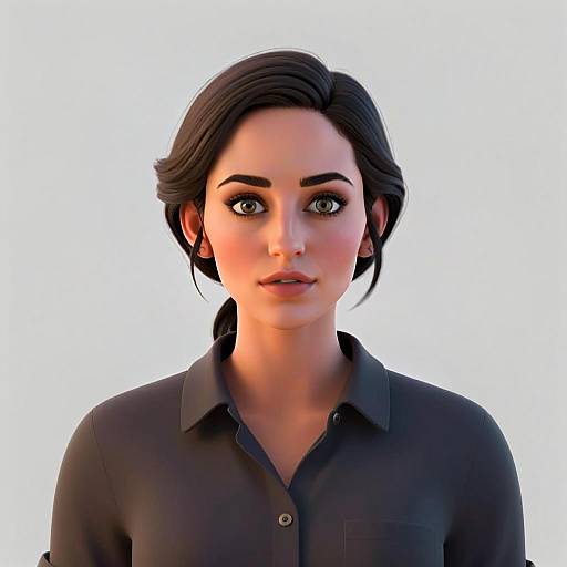 Modern South Asian Woman Portrait in Dark Shirt 3D Render