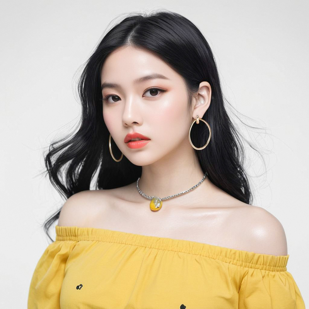 Stylish Young Woman in Yellow Top